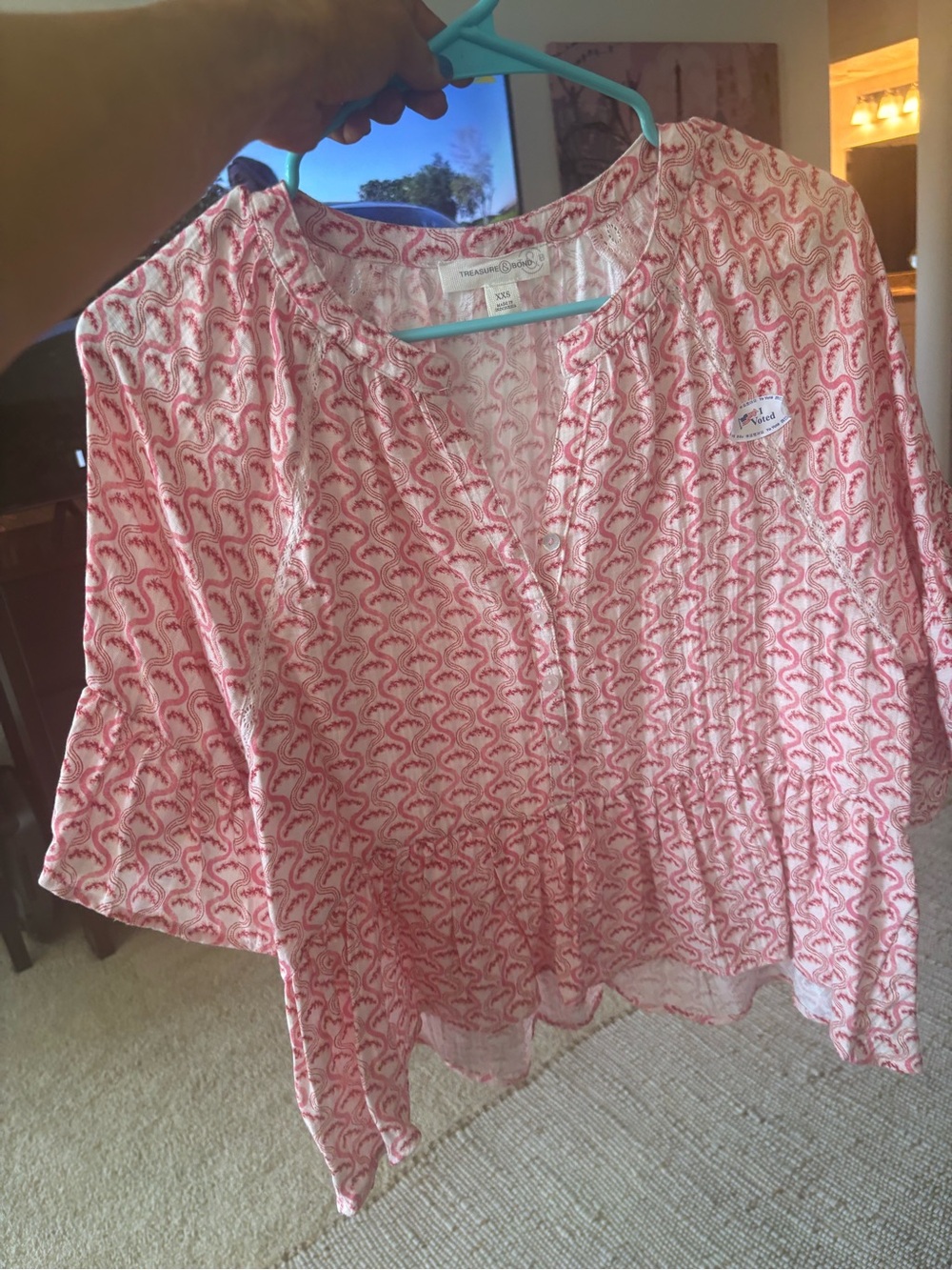 Treasure & Bond Pink Printed Peplum Tunic